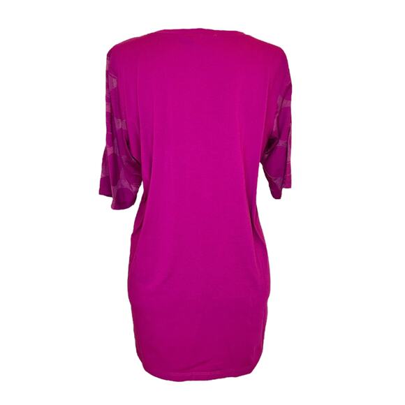 Luukaa Women's Fuchsia Tee Size 12 Scoop Neck T-Shirt Polka Dot Short Sleeve NWT - Picture 2 of 2